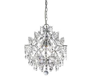 3 Light Chrome Pendant With Hexagonal Crystal Discs