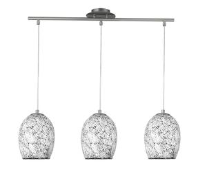 3 Light Chrome Pendant With White Silver Mosaic Glass