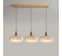 3-Light Cluster Pendant Ceiling Lamp - Dining Room Drum Design Chaner with Milk Glass