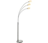 3 Light Floor Lamp Nickel & Glass Tall Standing Curved Multi Arm Living Room