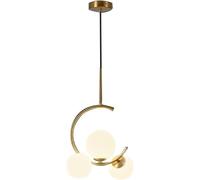 3-Light Globe Chandelier Hanging Light Gold Modern Ceiling Pendant Lamp With White Glass, Adjustable Cord Ceiling Light For Bedroom Living Dining Room Kitchen Island Pendant Light Change for the