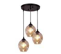 3-Light Hanging Pendant Light Industrial Amber Glass Ceiling Light Fixture Modern Glass Lamp Chandelier for Home Kitchen Hotel Coffee Bar Made in China