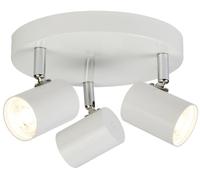 Searchlight 3 Adjustable White & Chrome Cylinder Head Spot Plate Ceiling Light
