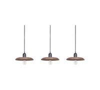 3 Light Mango Wood Pendant Lamp Dark MANJEERA
