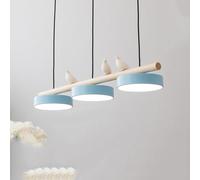 3 Light Modern LED Linear Pendant Light for Dining Room Table Dimmable Long Strip LED Chandelier Nordic Bird Decorate Wood Ceiling Hanging lamp for Kitchen Island Farmhouse Hallway