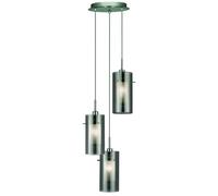 3 Lights Multi-Drop Smoked Outer Clear Inner Glass Shades Ceiling Pendant Light