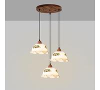 3 Light Rustic Farmhouse Pendant Hanging Light Fixture Milk Glass Flower Pendant Light Black Vintage Hanging Lamp 3 Light Chandelier For Dining Room Kitchen Island Stairwell Staircase Bedroom