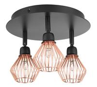 Beliani 3 Light Spotlight Volga Adjustable Metal Black, Brown