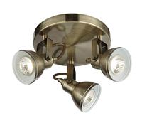 Searchlight Focus 3 Light Spotlight, Antique Brass