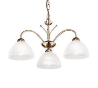 3 Lights Antique Brass Finish Ceiling Fitting Pendant Light White Glass Shade