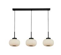 3 Lights Bar Ceiling Pendant Fitting Light With Round Frosted Ribbed Glass Shade