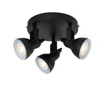 3 Lights Black Metal Spotlight Disk Adjustable Heads Ceiling Fitting Spot Light