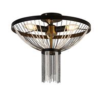 Ceiling Light Black Baguette 3 Matt Satin Brass Searchlight 86353-3BK