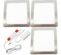 (3 Lights & Driver) BRUSHED NICKEL Slim Square Under Cabinet Light & Driver - Natural White LED