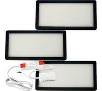 Loops 3x MATT BLACK Ultra-Slim Rectangle Under Cabinet Kitchen Light & Driver Kit - Warm White Diffused LED Loops Black