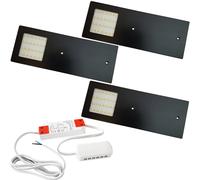 Loops 3x MATT BLACK Ultra-Slim Rectangle Under Cabinet Kitchen Light & Driver Kit - Natural White LED Loops Black