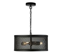 3 Lights Matt Black Finish Pendant Ceiling Fitting Light with Mesh Cage Shade