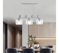 3 Lights Modern Transparent Glass Pendant Light Height Adjustable Ceiling Lighting Fixture 's Room Hanging Lamps Resin Small Bird Chandelier,Hallway Living Room
