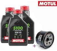3 Liters Motul 5100 10W40 4T + Oil Filter Yamaha YZF R6 600 1999 2000 2001