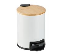 3 Litre Step Pedal Bin Cosmetic Waste Bathroom Bin Removable Inside Bamboo Lid