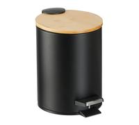 3 Litre Step Pedal Bin Cosmetic Waste Bathroom Bin Removable Inside Bamboo Lid