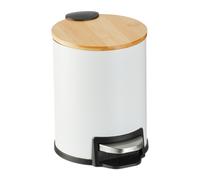3 Litre Step Pedal Bin Cosmetic Waste Bathroom Bin Removable Inside Bamboo Lid