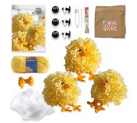 3 Little Chicks Crochet Kit with Yarn, Crochet Hook and Pattern. Includes Safety Eyes, Stuffing, darning Needle and Stitch Marker.