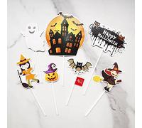 3 LITTLE DESSERTS Happy Halloween Cake Topper Witch Haunted House Cupcake Decoration 7 Set Halloween Themed Cake Topper Pumpkin Party Supplies Halloween Cake Decoration