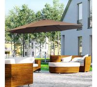 Garden Banana Parasol with Crank & Base Brown 3m
