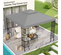 Outsunny 3(m) 2 Tier Garden Gazebo Top Cover Replacement Canopy Roof Light Grey