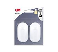 3 M ihap39 - Permanent Adhesive Hooks, White, Colour: White