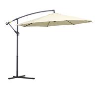 3 m Parasol Garden Sun Umbrella Banana Hanging Rattan Set Umbrella Cantilever - Cream white