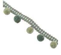 3 m Pompom Border for Crafts, 6 cm Wide Pompom Ribbon, Trim Bobble Border, Fringe Trim, Decorative Ribbon, Tassel Ribbon for Sewing, Crafts, Clothing, Curtains, Sewing Decoration, Green