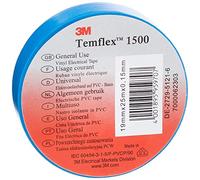 3 M TBLA1925 Temflex 1500 Vinyl Electrical Insulation Tape 19 mm x 25 m A 0.15 mm, blue