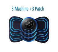 (3 Machine+3 Patch) EMS Neck Massager Rechargeable Cervical Massage Sticker Patch 8 Mode 19 Gears Pulsed Therapy Instrument Tens Muscle Stimulator Pain Relief