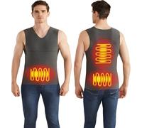 3 Major Areas of Intelligent USB Heating Thermal Compression Tank Tops for Men Women Fleece Lined Underwear Sleeveless Vest, Men-gray, XL