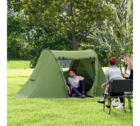 Outsunny 3 Man Camping Tent with Living Area and 2 Bedrooms, 3000mm Waterproof Family Tent with Sewn-in Groundsheet, Portable with Bag for Hiking, Festival, Backpacking, Green