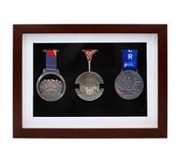 3 Medals Display Case, Medal Display Shadow Box, 3D Medal Display Frame for Runners, Marathon, Soccer, Football, Gymnastics & All Sports, Military Medals Pins Patches Badge Award(Walnut Brown, A4)