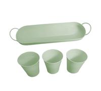 3 Metal, Planting Containers with Detachable Tray, Sturdy Metal Pots with Easy Watering Feature, Garden Home Accessory with Modern Design for Kitchen Nursery Porch House Plants and Flowers