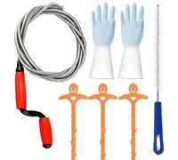 3 Meter/9.84FT Drain Snake Sink Unblocker Tool,7PCS Sink Unblocker Tool,with Spring Flexible Drain Rods,Nylon Pipe Cleaner Brush,with Glove,for Toilet,Bathroom,Shower,Kitchen