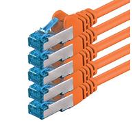 1aTTack.de 3 meter - CAT6a - network cable orange - 5 pieces CAT 6 A patch cable 10000 Mbit s SFTP PIMF 500 MHz compatible with CAT5 CAT6 CAT7 DSL Internet Switch Router