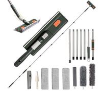 3 Meter Extendable Window Cleaning Set, Extra Long 4-in-1 Window Squeegee Cleaner Tool Kit with Extension Pole, Bendable Head Glass Cleaning Tools with Rotating Head for Indoor/Outdoor Windows