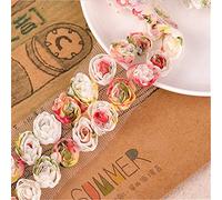 3 Meters 3D Rose Flower Lace Edge Trim Ribbon 2 cm Width Colourful Trimmings Fabric Embroidered Applique Sewing Craft Wedding Bridal Dress Embellishment Party Clothes Hat Embroidery Decoration(2 Row)