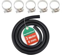 3 Meters 6mm Fuel Line Hose 1/4 Inch ID Fuel Line Set Fuel Pipe Fuel Hose with 5 Pcs Hose Clamps for Trucks, Cars, Tractors and Small Engines