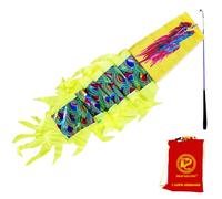3 Meters (9.8 FT) Golden Scale Silk Dragon Poi For Kids & Adults - Outdoor Flinging Fitness Dragon Dance Wu Long 3D dragon Ribbon Streamer with Fiberglass Handstick + Travel Bag!(Holographic Green)