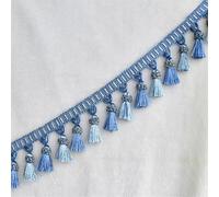3 Meters Beaded Fringe Trim Home Decor Lace Sewing Accessories Tablecloths Curtains(Blu)