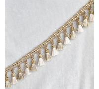 3 Meters Beaded Fringe Trim Home Decor Lace Sewing Accessories Tablecloths Curtains(Khaki)