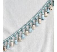 3 Meters Beaded Fringe Trim Home Decor Lace Sewing Accessories Tablecloths Curtains(Light Blue)