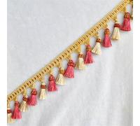 3 Meters Beaded Fringe Trim Home Decor Lace Sewing Accessories Tablecloths Curtains(Rose Red)