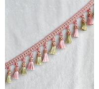 3 Meters Beaded Fringe Trim Home Decor Lace Sewing Accessories Tablecloths Curtains(Roze)